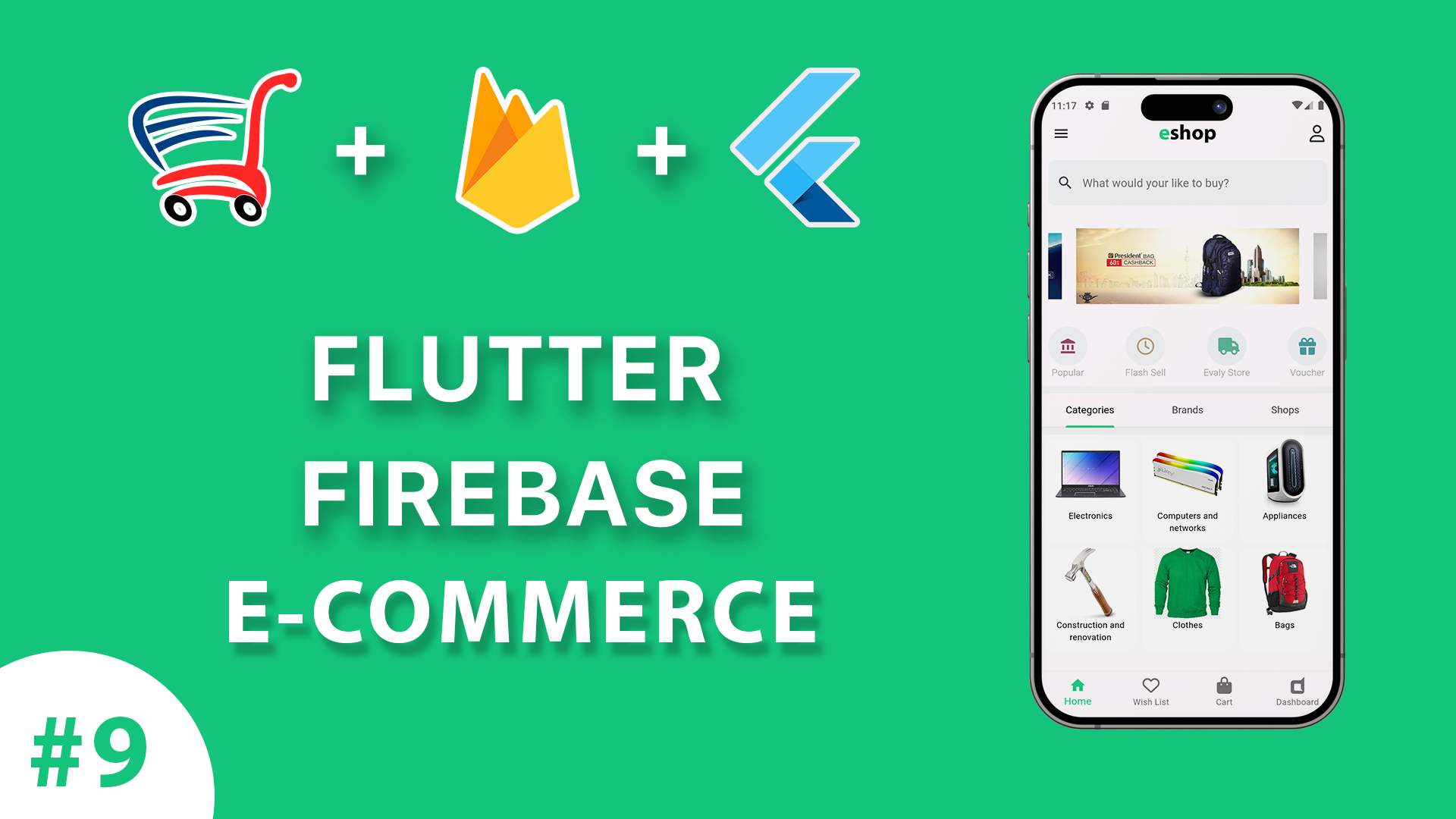 Flutter + Firebase + E-commerce | Dashboard Screen, Search Screen #9 смотреть онлайн