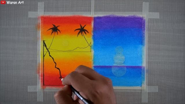 How to Draw Summer and Winter Scenery / Easy Summer and Winter Oil Pastel Drawing for Beginners смотреть онлайн