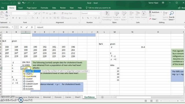 Finding Confidence Interval for the mean (large and small samples) in MS Excel 2016 (Office 365) смотреть онлайн