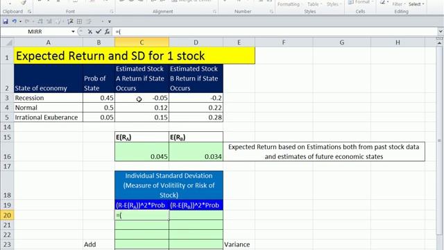 Excel Finance Class 104: Expected Return & Standard Deviation For 1 Stock -- Estimating Future смотреть онлайн