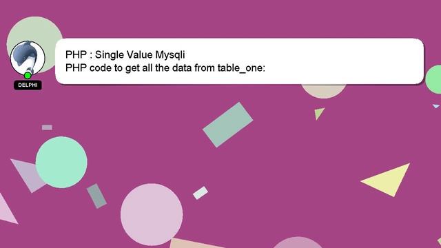 PHP : Single Value Mysqli смотреть онлайн