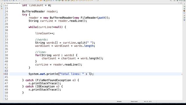 Get the count of total characters, words and lines in a given file in Java смотреть онлайн