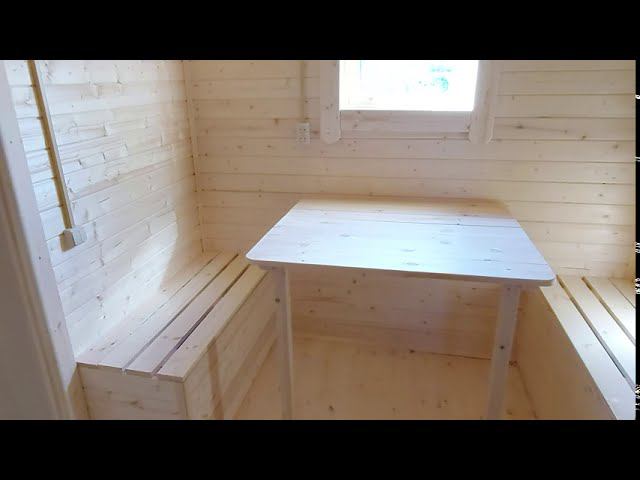 Каркасная баня 2,4х4,0 с рундуками смотреть онлайн