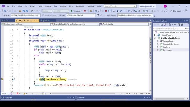 Doubly Linked List in C# смотреть онлайн