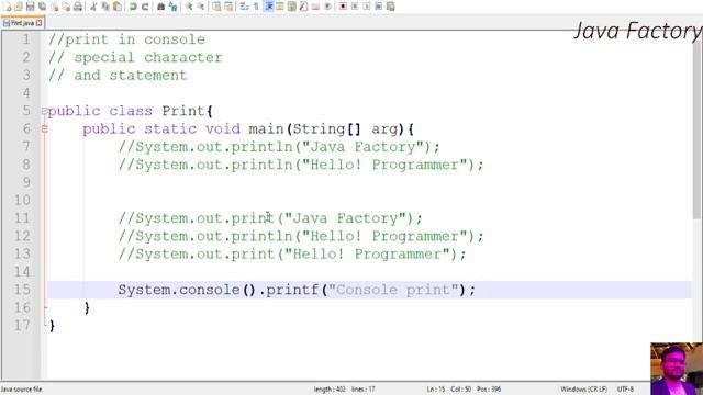 03 print in console java , special character & statement of java смотреть онлайн