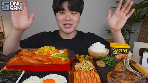 ASMR MUKBANG | Корейская домашняя еда, острая лапша, Сырный спам, Кимчи рецепт блюда