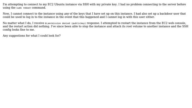 Permission denied (publickey) when attempting to connect Ubuntu EC2 instance via SSH смотреть онлайн
