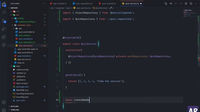 06 Saving quiz data to Database in TypeORM using services and Repository NestJs tutorieal смотреть онлайн