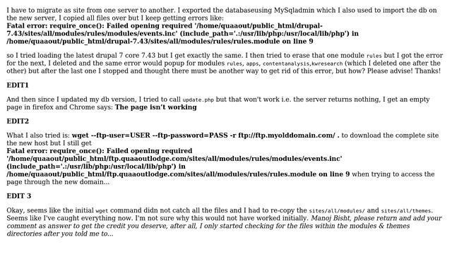 Drupal: Unable to migrate site from one server to another смотреть онлайн