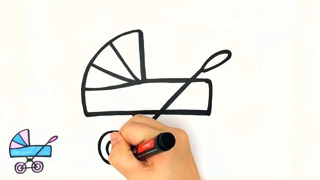 Как нарисовать коляску / Рисунки и раскраски малышам / Мультик раскраска для детей смотреть онлайн