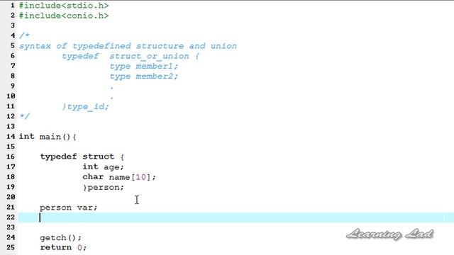 typedef Structures and Unions in C Programming Language Video Tutorial смотреть онлайн