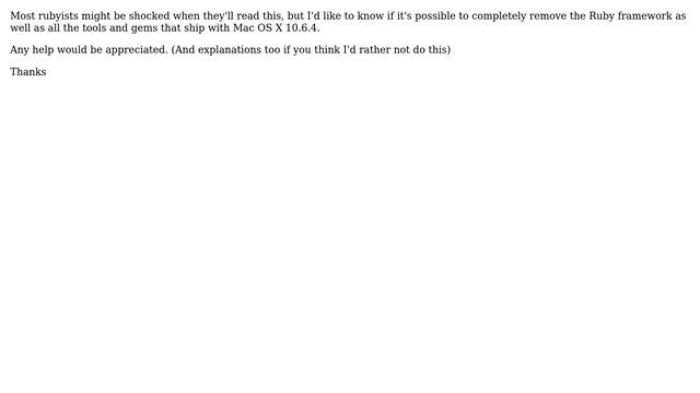 How to completely remove Ruby, Ruby gems on Mac OS X 10.6.4? смотреть онлайн