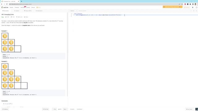 441. Arranging Coins - Python - One Line смотреть онлайн