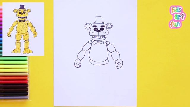 How to draw Golden Freddy - FNAF characters смотреть онлайн