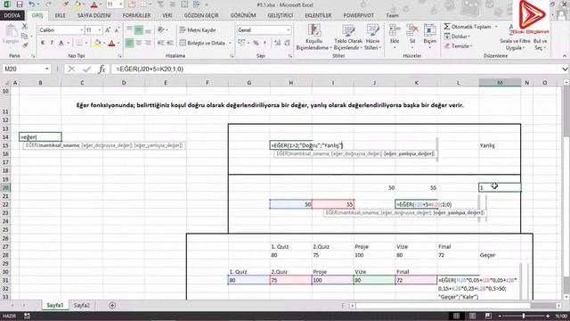 #5.1 EXCEL'de Eğer Foksiyonunun Kullanımı смотреть онлайн