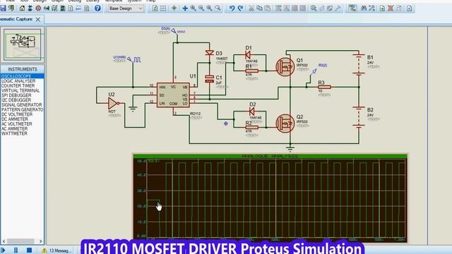 How to use MOSFET/IGBT DRIVER IR2110 Proteus Simulation смотреть онлайн