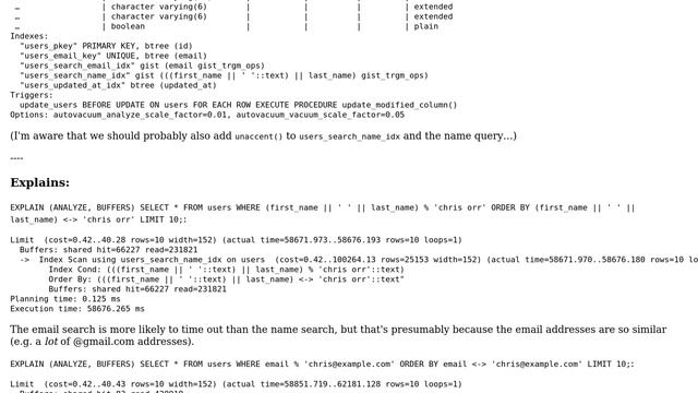 Databases: Slow query times for similarity searches with pg_trgm indices смотреть онлайн