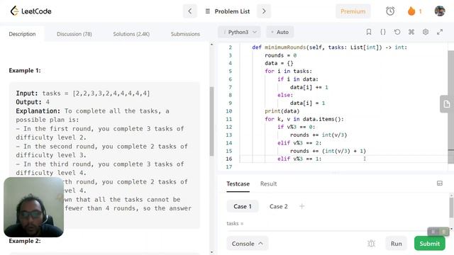 Minimum no of rounds to complete all tasks | Python | LeetCode смотреть онлайн