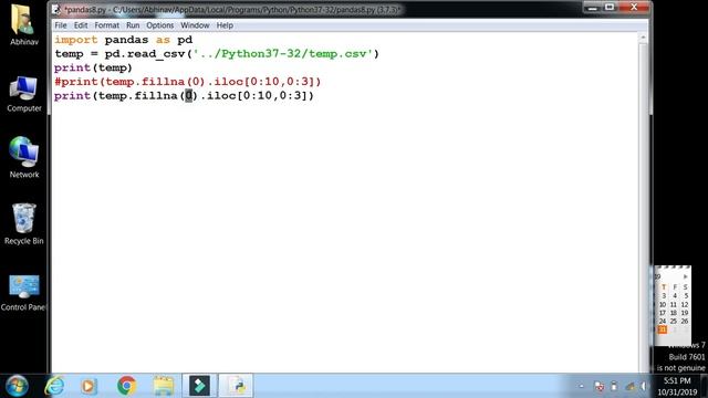 pandas for python (Lecture 8): Pandas data Manipulation: Filling the missing data. (in Hindi) смотреть онлайн