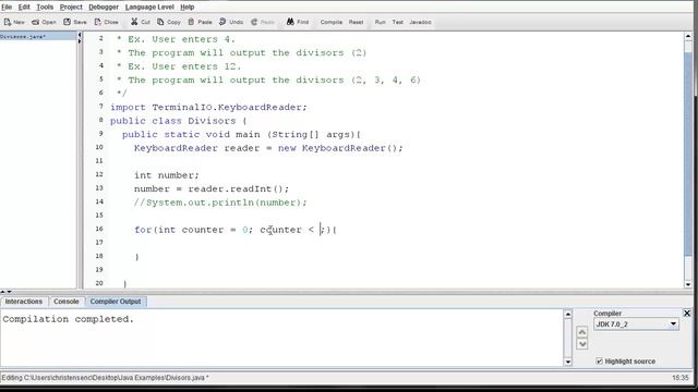 Java - Divisors Program смотреть онлайн