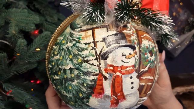 Елочный шар с ручной росписью / Christmas ball with hand painted / Шары ручной работы. О. Давыдова смотреть онлайн