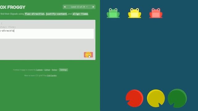 flexBox Froggy Solution CSS Grid One Dimensional Layout - Level 1 to 24 смотреть онлайн