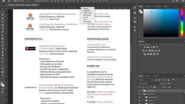 Paloma - 4º Actividad - Creación De CV Con Photoshop