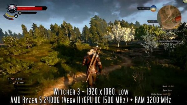 Playing Witcher 3 on AMD Ryzen 5 2400G - no discrete graphics card