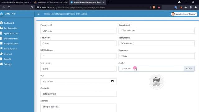 Online Leave Management System in PHP DEMO смотреть онлайн