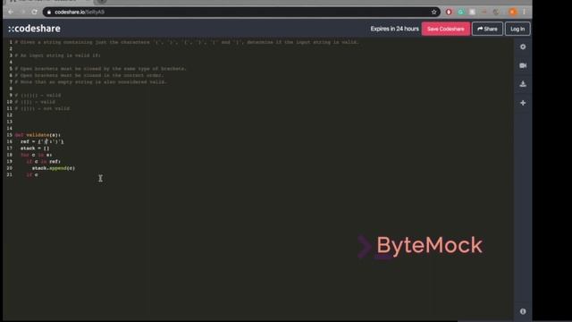 Python Technical Interview - Valid Parenthesis смотреть онлайн