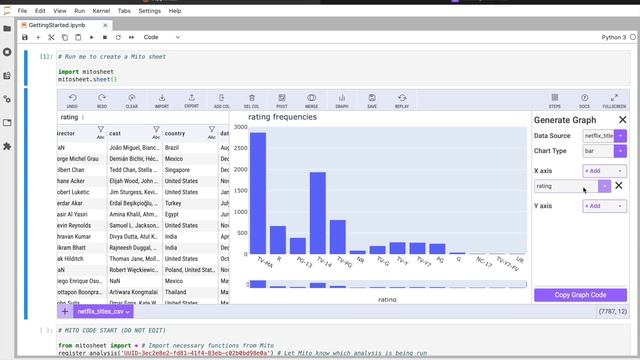 How to use Mito to automatically generate Python code for data visualization смотреть онлайн