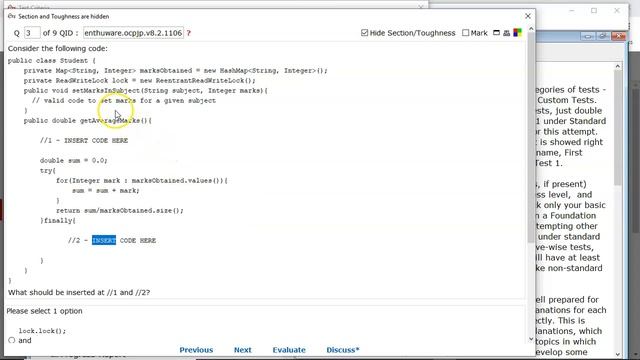 Locking and unlocking a ReadWriteLock for reading. (enthuware.ocpjp.v8.2.1106) смотреть онлайн