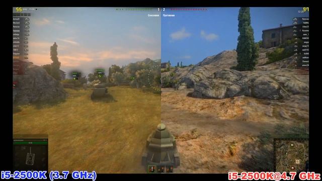 World of Tanks (i5-2500K 3,7 vs @4,7 GHz) смотреть онлайн