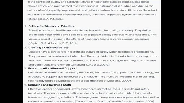 What is the role of leadership in the context of quality and safety initiatives in your practice смотреть онлайн