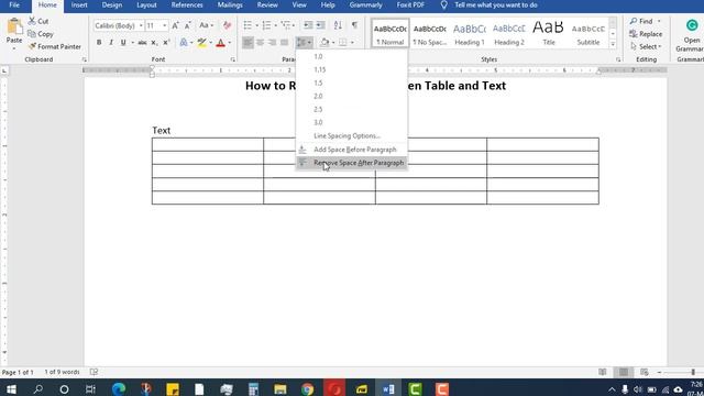 How To Remove Space Between Table And Text In MS Word