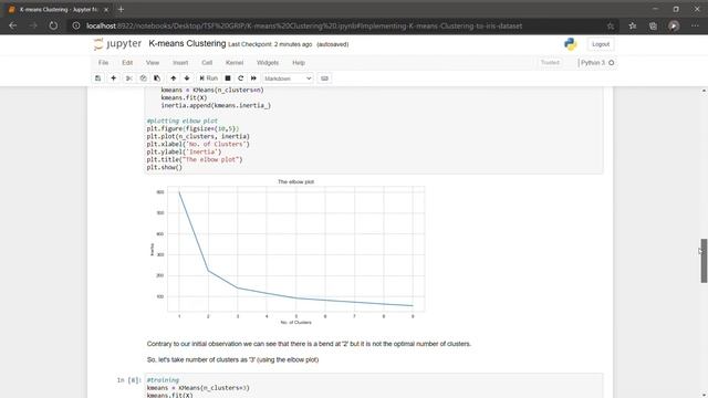 Task 2 Unsupervised Machine Learning (K-means Clustering using elbow plot) смотреть онлайн