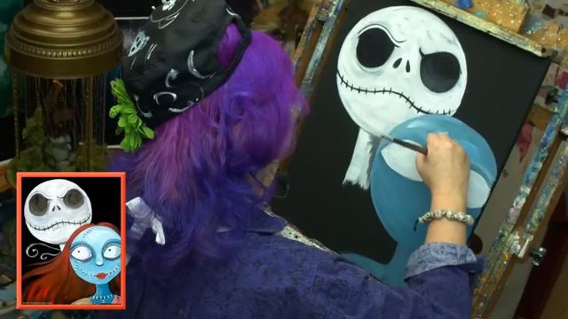 Jack and Sally in LOVE Acrylic Painting Tutorial for Beginners смотреть онлайн