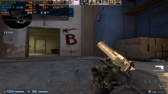 CS:GO : GTX 1060 3GB + Ryzen 5 2600 смотреть онлайн