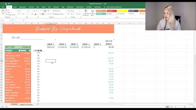 Budget by Paycheck Excel Template смотреть онлайн