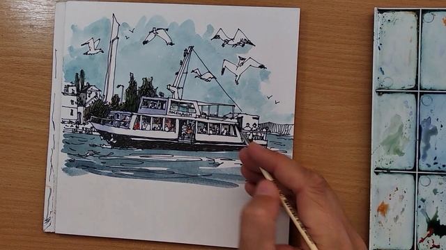 Рисуем пассажирский катер. Часть 2. Цвет смотреть онлайн