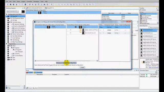 Adding EtherCAT Remote IO to NX1P by Compare and merge with hardware смотреть онлайн