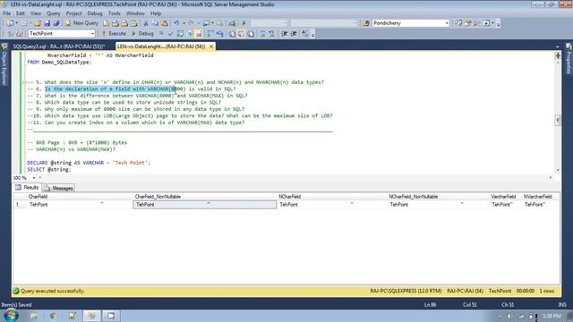 LEN vs DATALENGTH Function | CHAR vs VARCHAR | VARCHAR vs NVARCHAR | VARCHAR(n) vs VARCHAR(MAX) смотреть онлайн