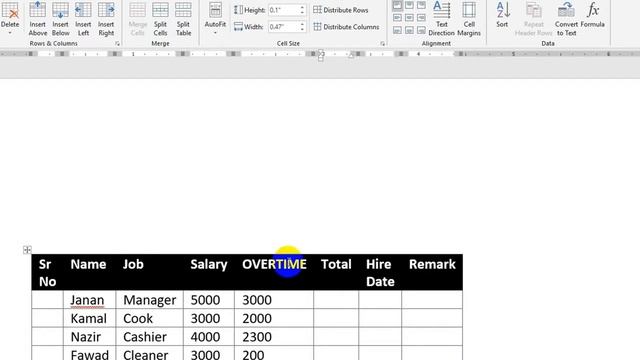 How To Edit Table In MS Word 2019 (Smart Learning Computer Academy)