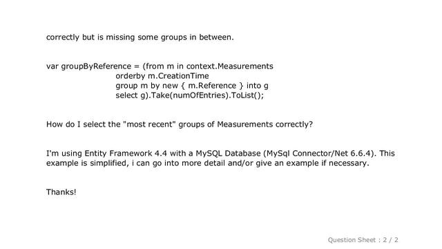 MySQL : Entity Framework - Linq query with order by and group by смотреть онлайн