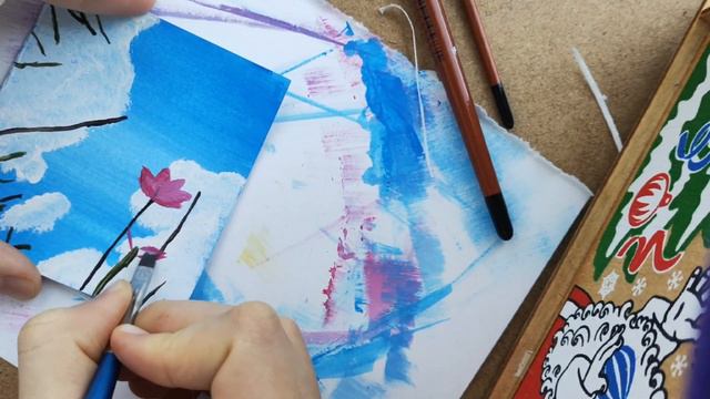 Картина "Цветы в облаках"//Рисуйте вместе со мной😊#рисунки#рисование #цветы смотреть онлайн