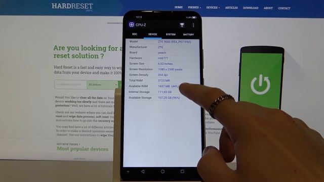 Как просмотреть характеристики телефона ZTE Blade V2020 / Мощность процессора ZTE Blade V2020 смотреть онлайн