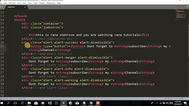 Alerts in bootstrap 4 || Rana Tutorials смотреть онлайн