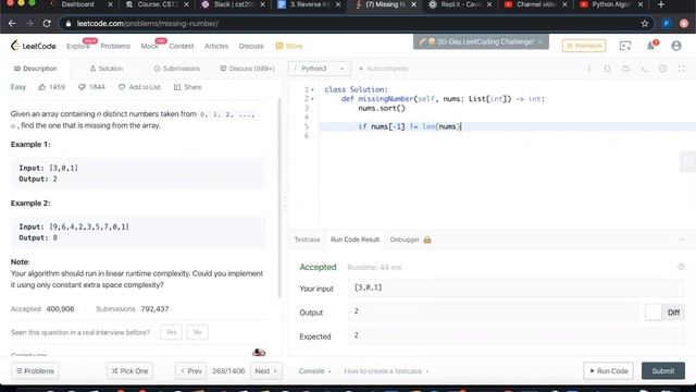 Missing Number- LeetCode- Python Solution смотреть онлайн