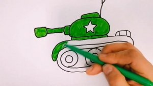Как нарисовать танк. Раскраска для малышей.