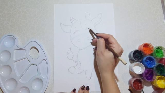 Рисуем мультяшного быка | Как нарисовать Символ 2021 года - Быка смотреть онлайн